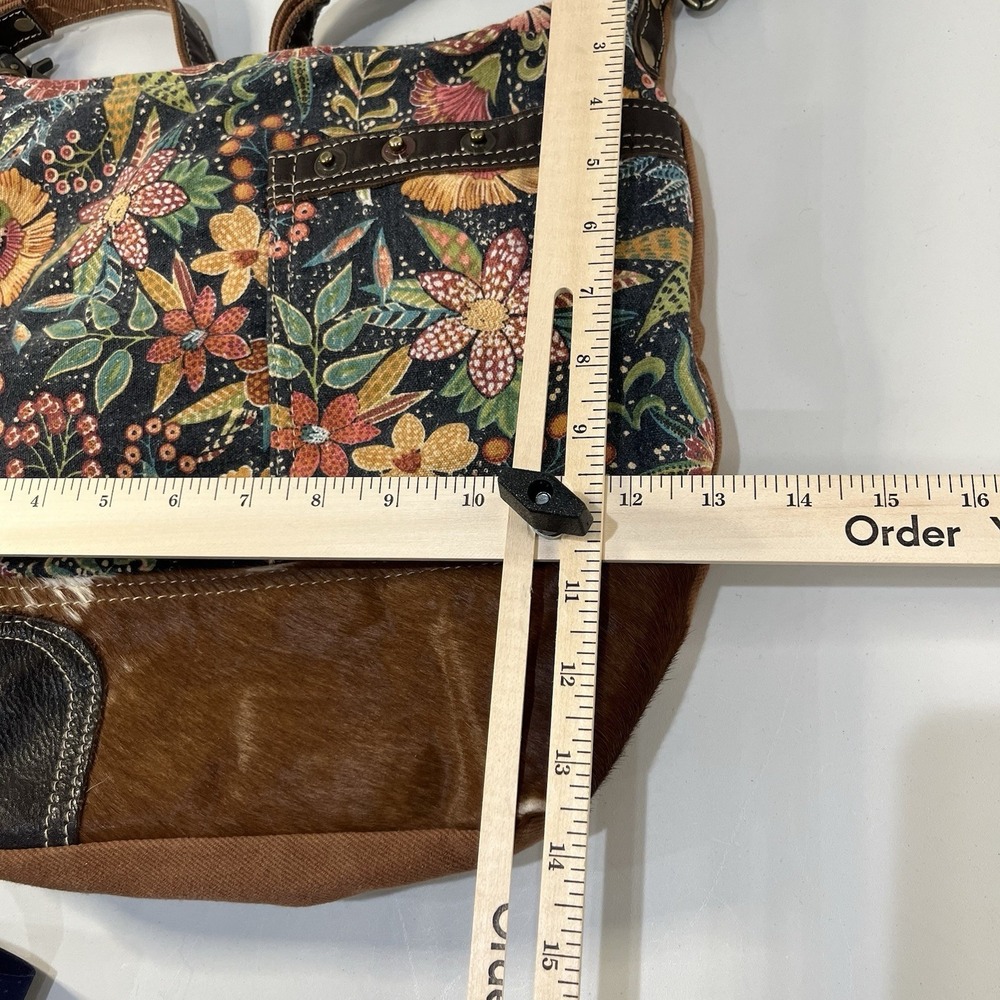 Myra Bag Sillage Floral Canvas & Fur Boho Western Crossbody Shoulder Bag - Picture 6 of 6